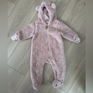 Cozy Pink Fleece Baby Bunting (Size 6-9m)